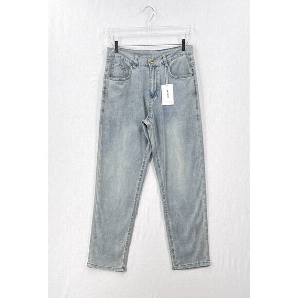 BAYRUE Summer Straight Pants Men 31 Retro Light Blue Wash Jeans Soft Relaxed NEW - Picture 3 of 14